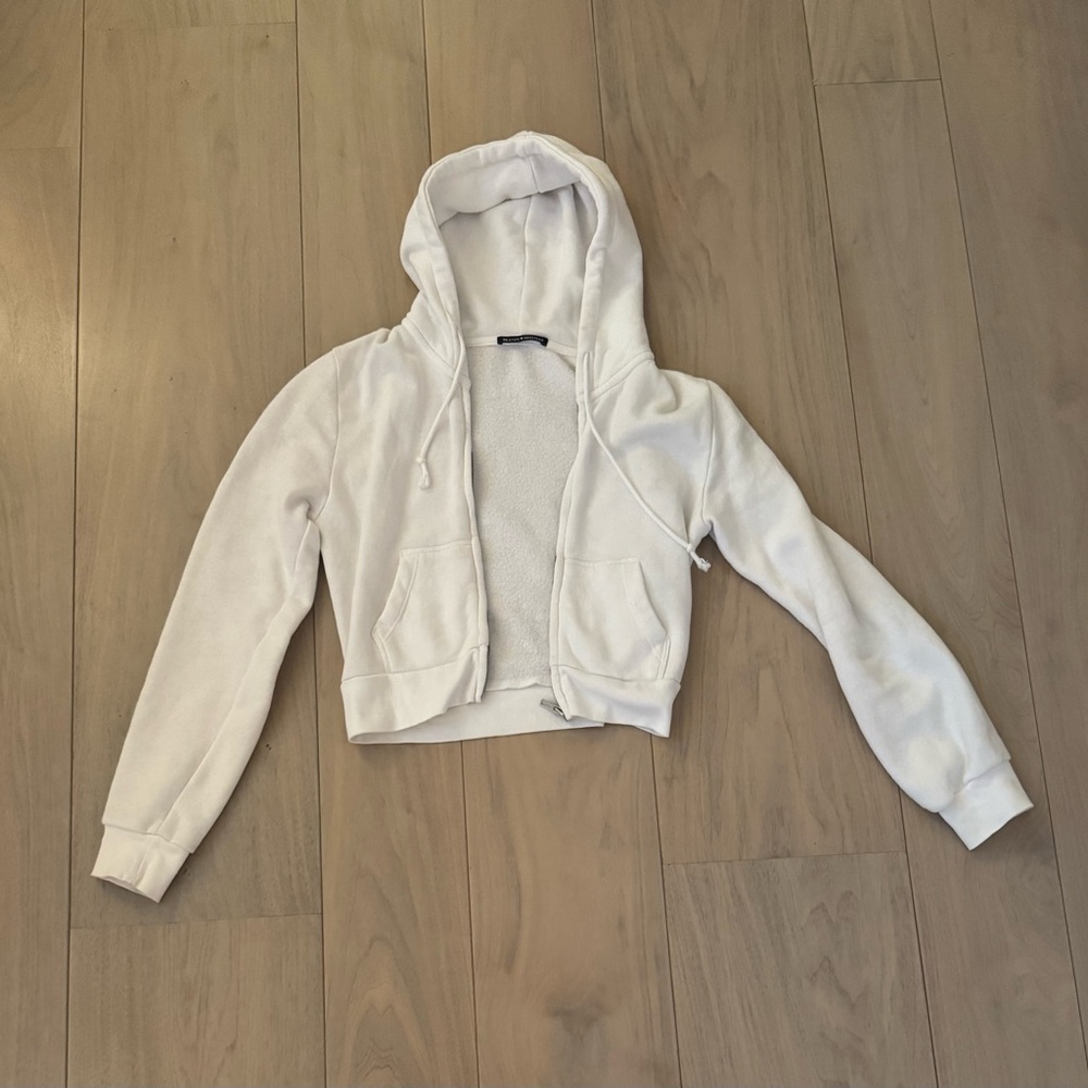 Brandy Melville white zip up hoodie